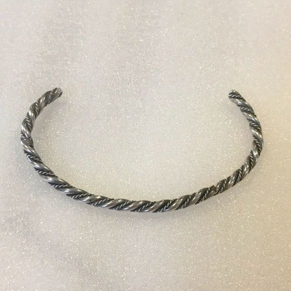 Vintage Sterling Silver Twisted Cuff Bangle Bracelet - Picture 4 of 4